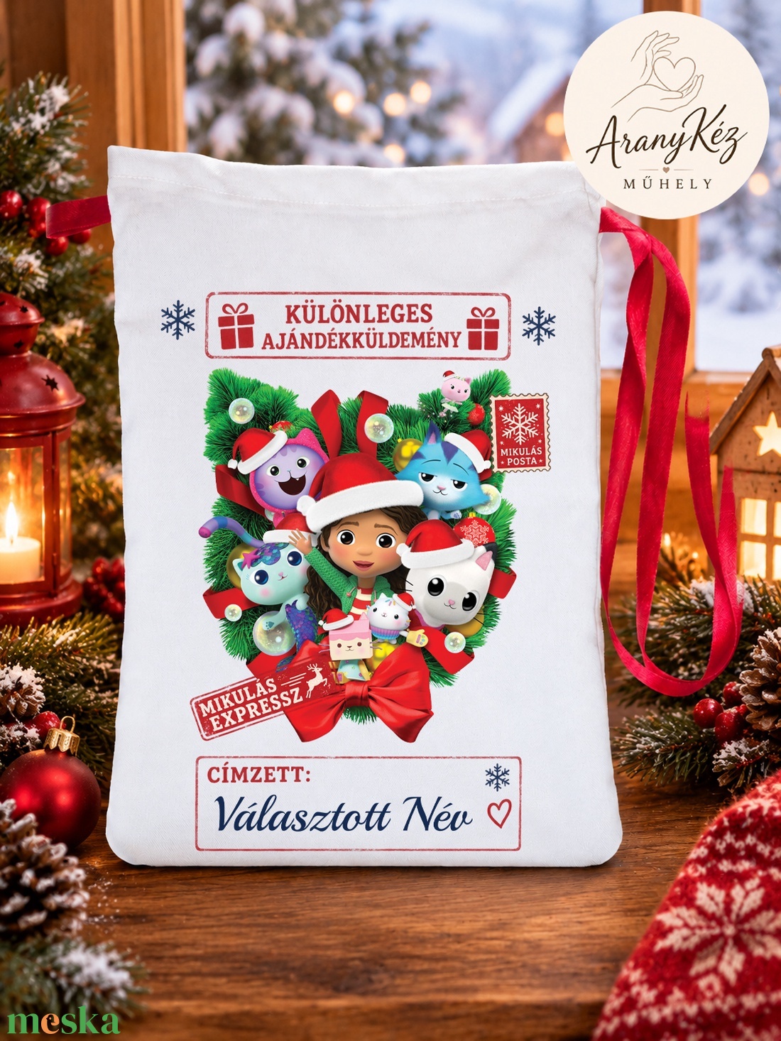 Névre szóló Mikulás zsák, Gabi babaháza - karácsony - mikulás - mikulás zsák - Meska.hu