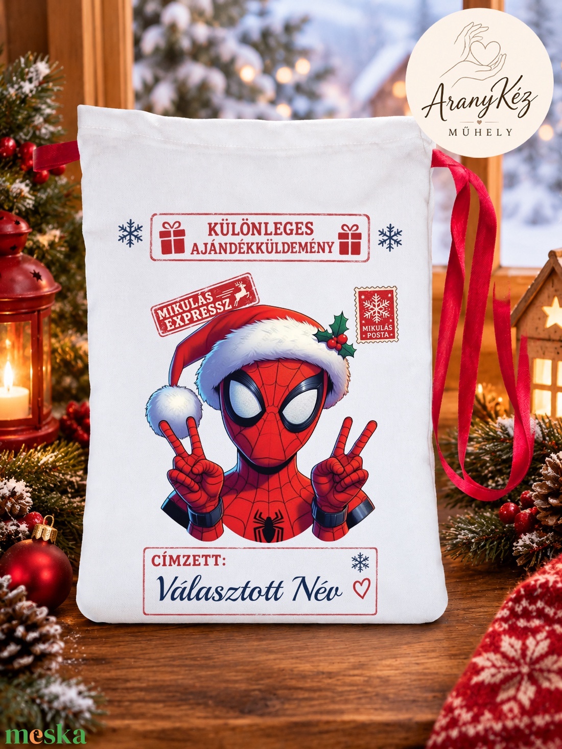 Névre szóló Mikulás zsák, Pókember - karácsony - mikulás - mikulás zsák - Meska.hu