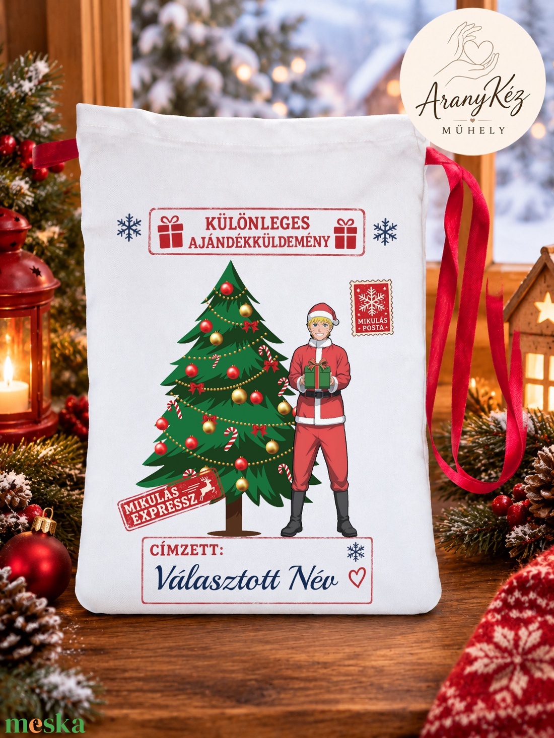 Névre szóló Mikulás zsák, Naruto - karácsony - mikulás - mikulás zsák - Meska.hu