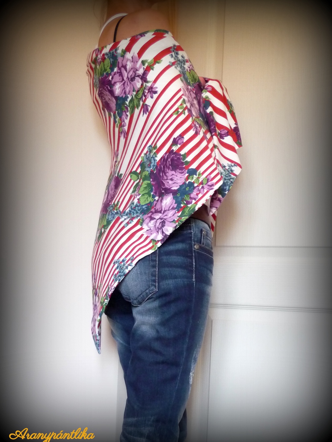 Csíkos-rózsás, óriás méretű sálkendő/strandkendő (dupla réteg anyagból) -  - Meska.hu