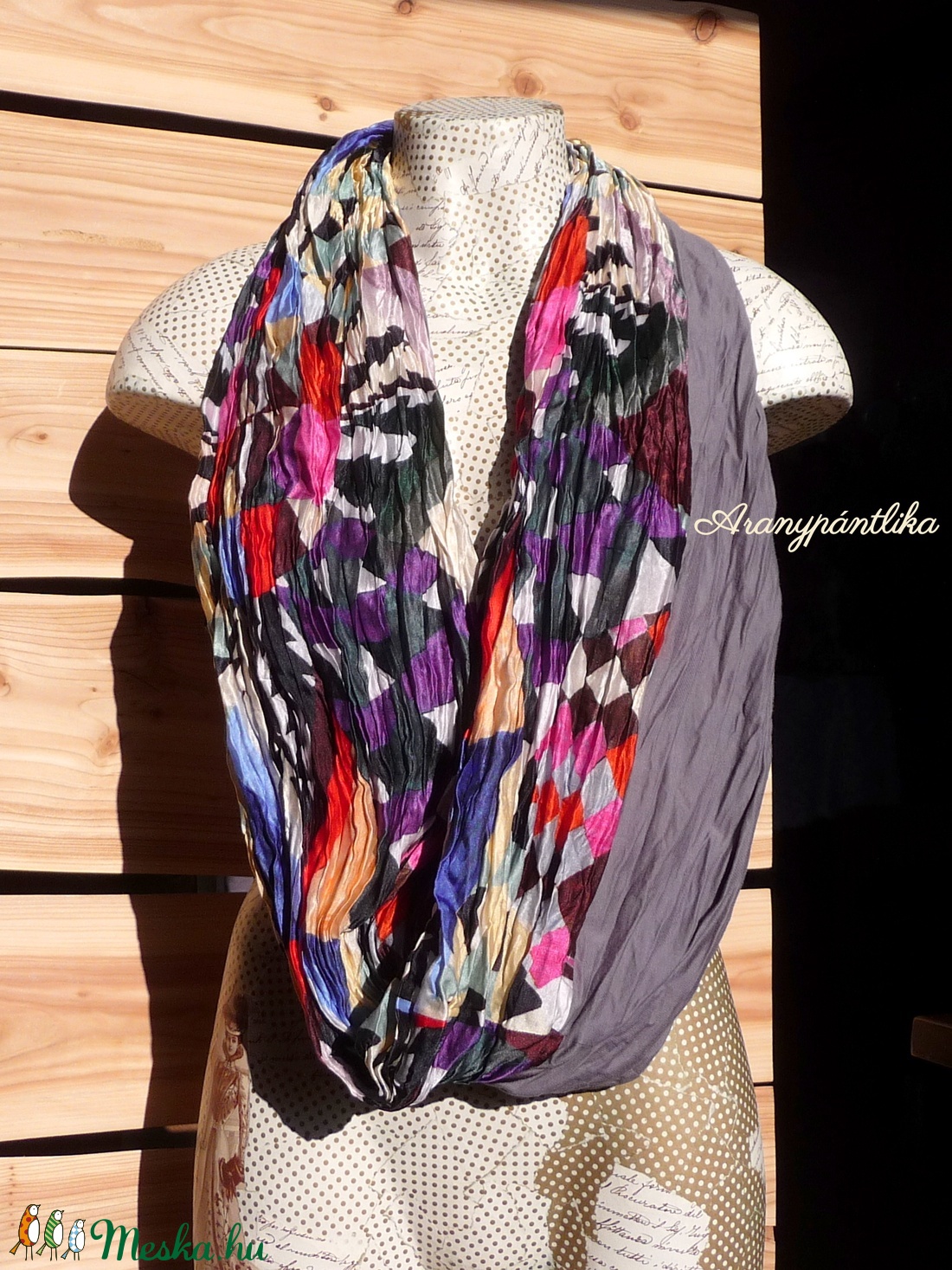 BOHÓCRUHA  gyűrt, tarka csősál (hernyóselyem-pamut) -  - Meska.hu