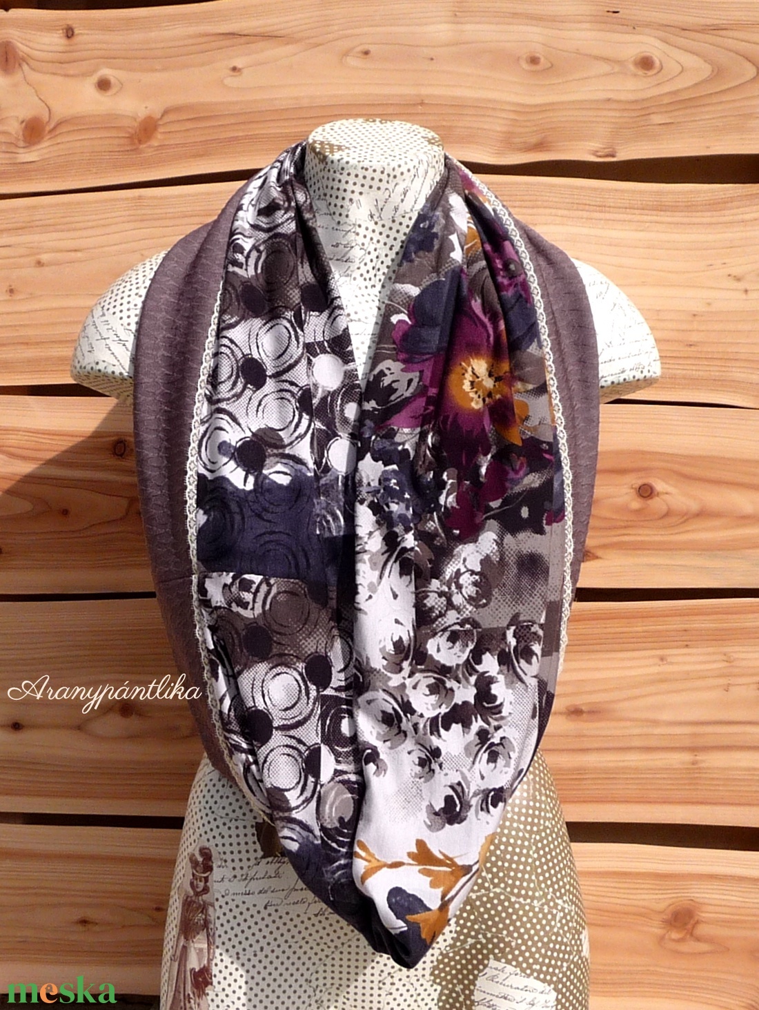 Vastag, bordó virágos romantikus csősál csipkével (okker-bordó-barna) - ruha & divat - sál, sapka, kendő - sál - Meska.hu Vastag, bordó virágos romantikus csősál csipkével (okker-bordó-barna) - ruha & divat - sál, sapka, kendő - sál - Meska.hu