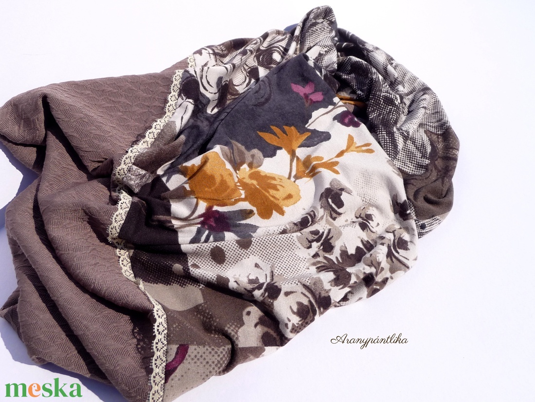 Vastag, bordó virágos romantikus csősál csipkével (okker-bordó-barna) - ruha & divat - sál, sapka, kendő - sál - Meska.hu Vastag, bordó virágos romantikus csősál csipkével (okker-bordó-barna) - ruha & divat - sál, sapka, kendő - sál - Meska.hu