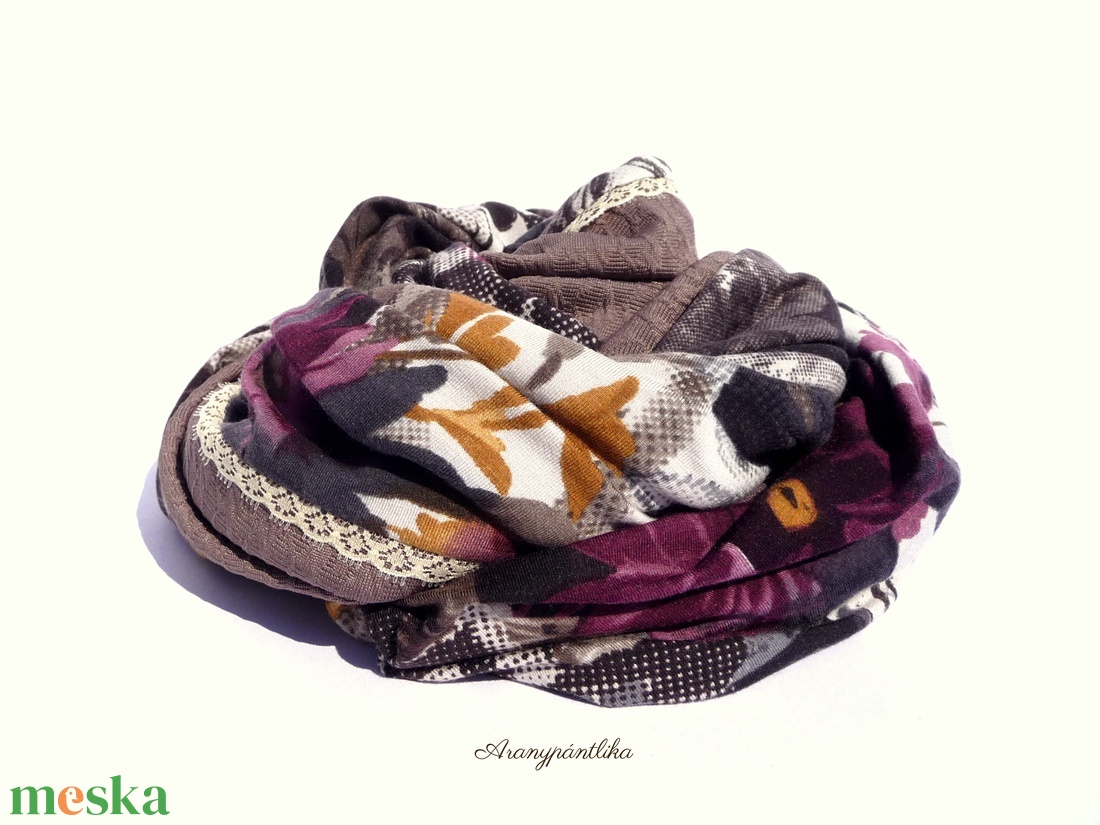 Vastag, bordó virágos romantikus csősál csipkével (okker-bordó-barna) - ruha & divat - sál, sapka, kendő - sál - Meska.hu Vastag, bordó virágos romantikus csősál csipkével (okker-bordó-barna) - ruha & divat - sál, sapka, kendő - sál - Meska.hu