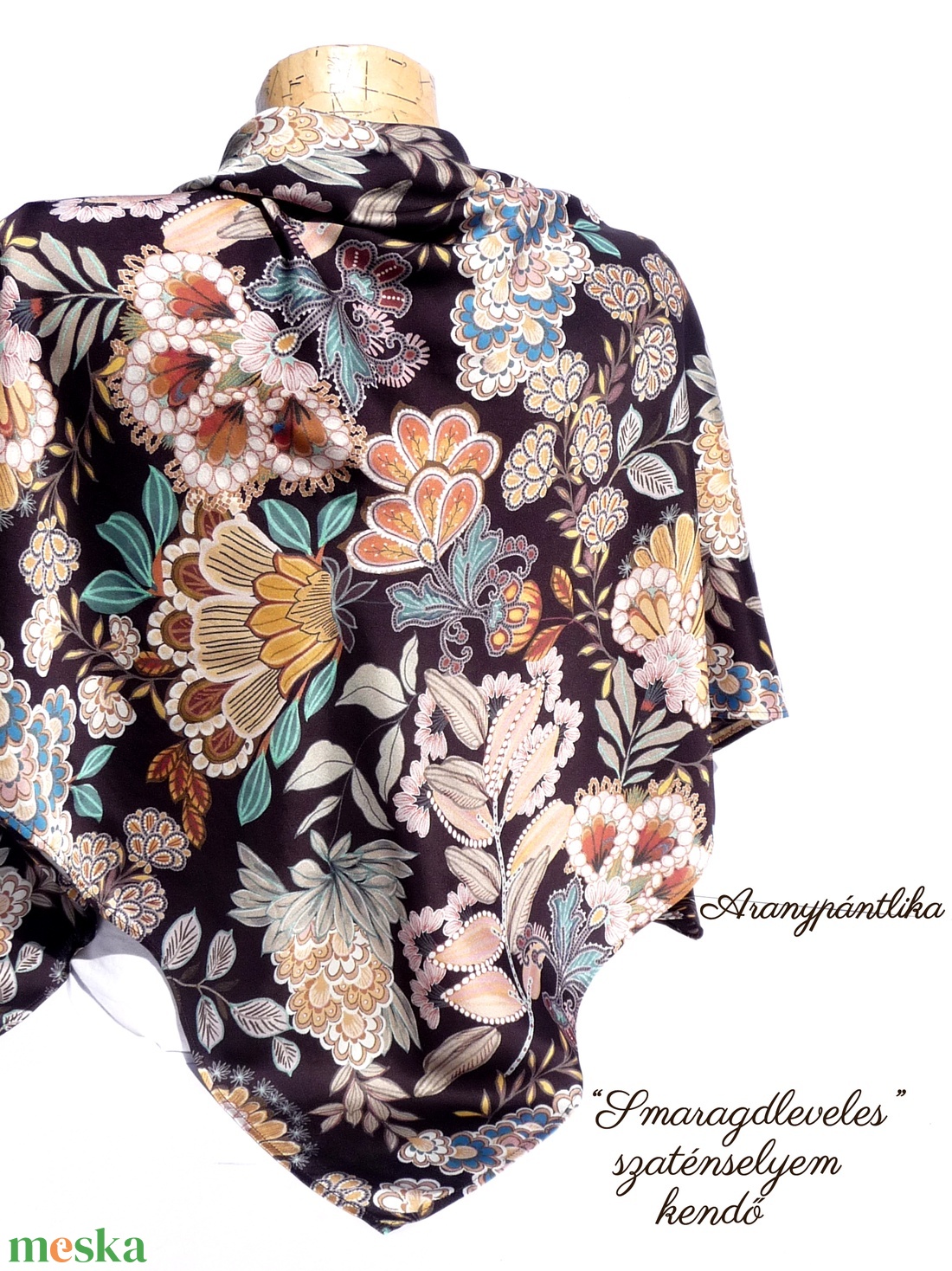 Smaragdleveles szaténselyem kendő - ruha & divat - sál, sapka, kendő - kendő - Meska.hu Smaragdleveles szaténselyem kendő - ruha & divat - sál, sapka, kendő - kendő - Meska.hu