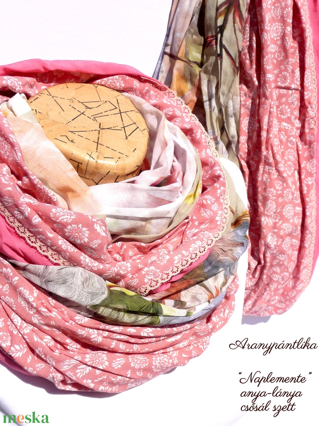 Naplemente anya-lánya csősál szett - Aranypántlika - ruha & divat - páros szett - anya-lánya szett - Meska.hu