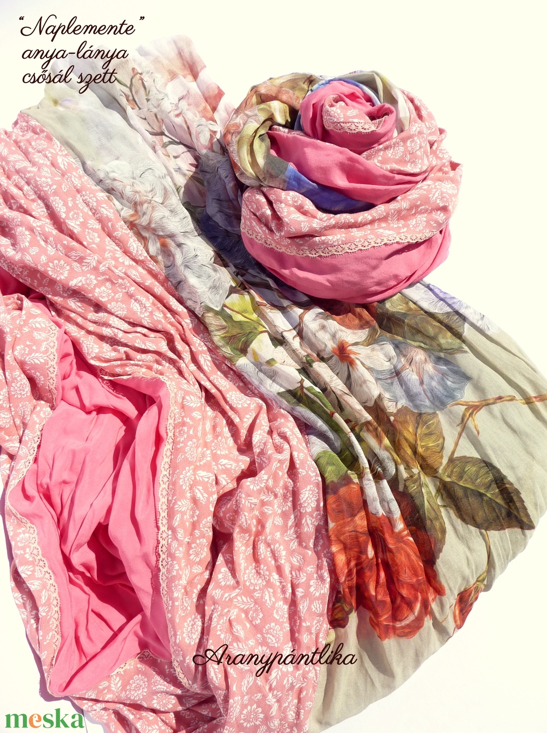 Naplemente anya-lánya csősál szett - Aranypántlika - ruha & divat - páros szett - anya-lánya szett - Meska.hu