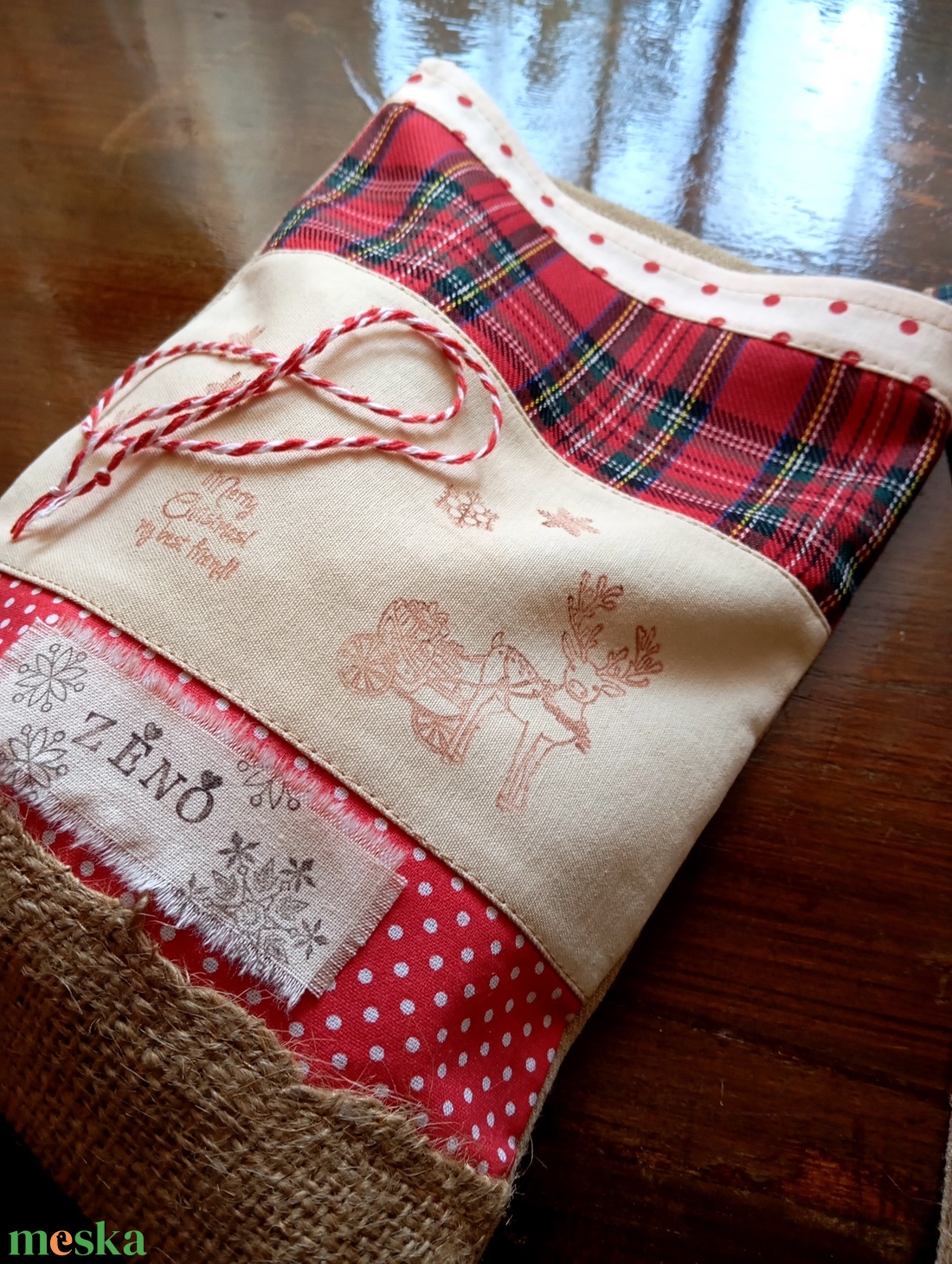 Rénszarvasos mikulás zsák  - karácsony - mikulás - mikulás zsák - Meska.hu