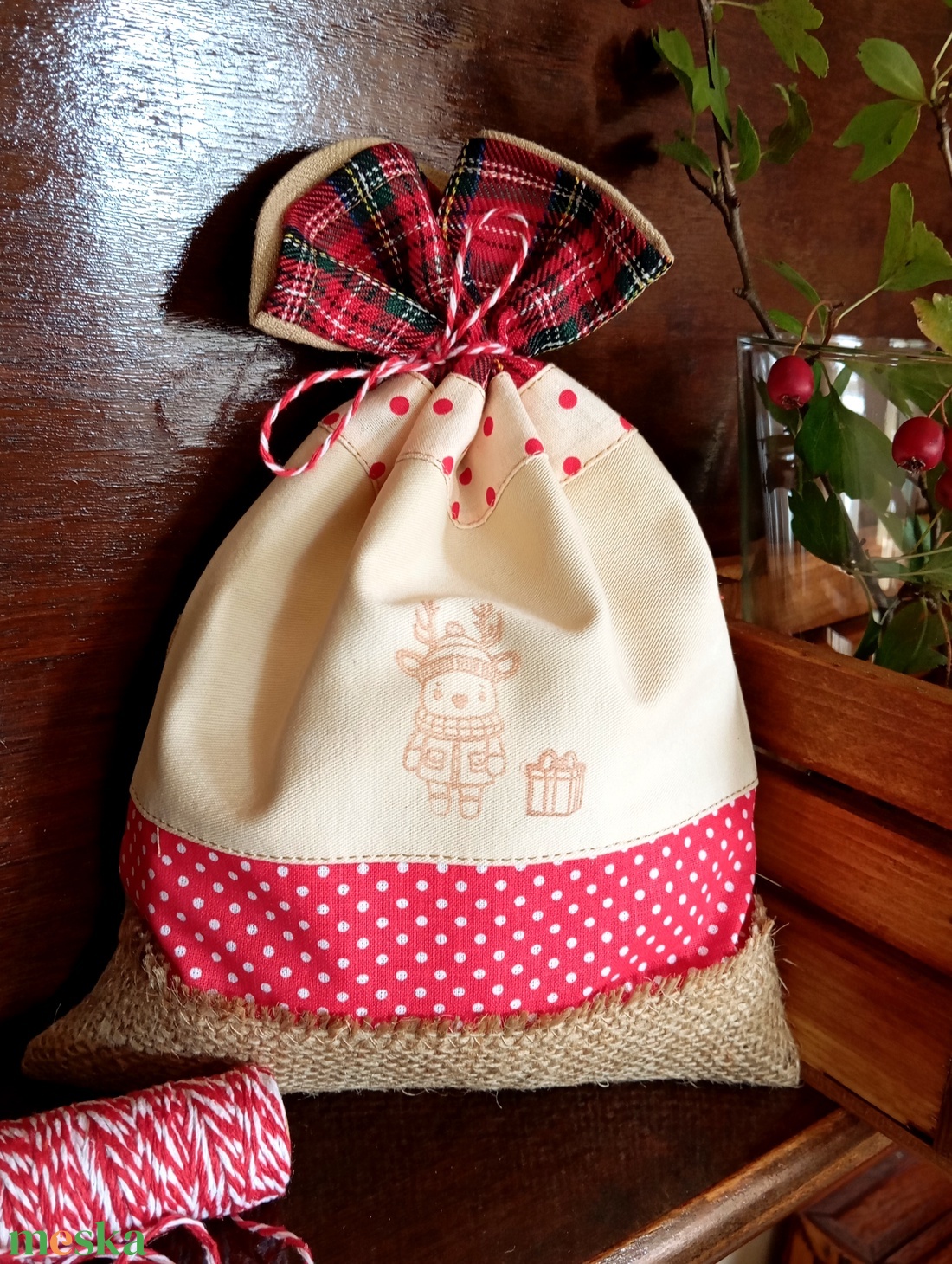 Rénszarvasos mikulás zsák  - karácsony - mikulás - mikulás zsák - Meska.hu Rénszarvasos mikulás zsák  - karácsony - mikulás - mikulás zsák - Meska.hu