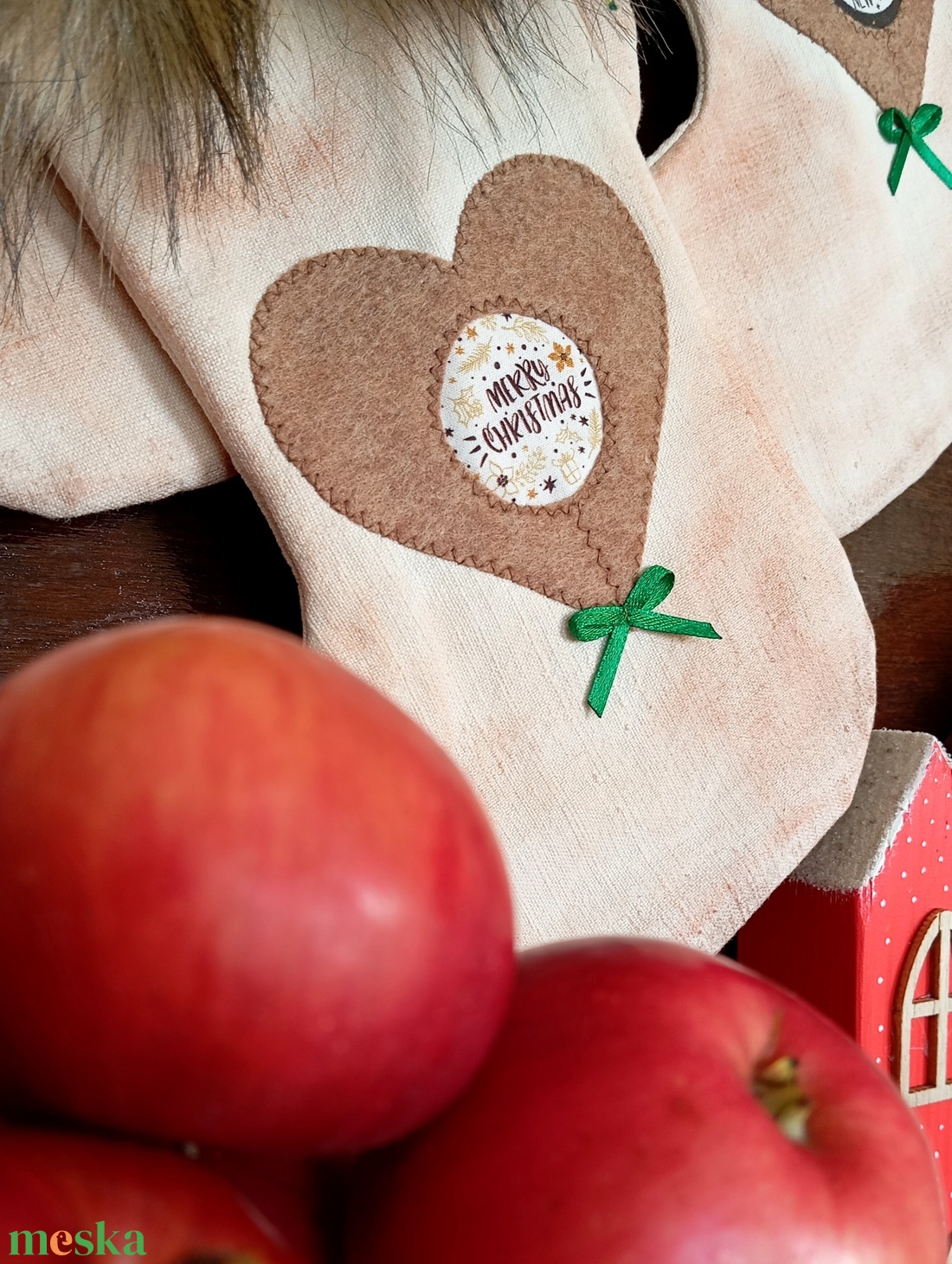 2 db szőrmés mikulás csizma - karácsony - mikulás - mikulás csizma és zokni - Meska.hu