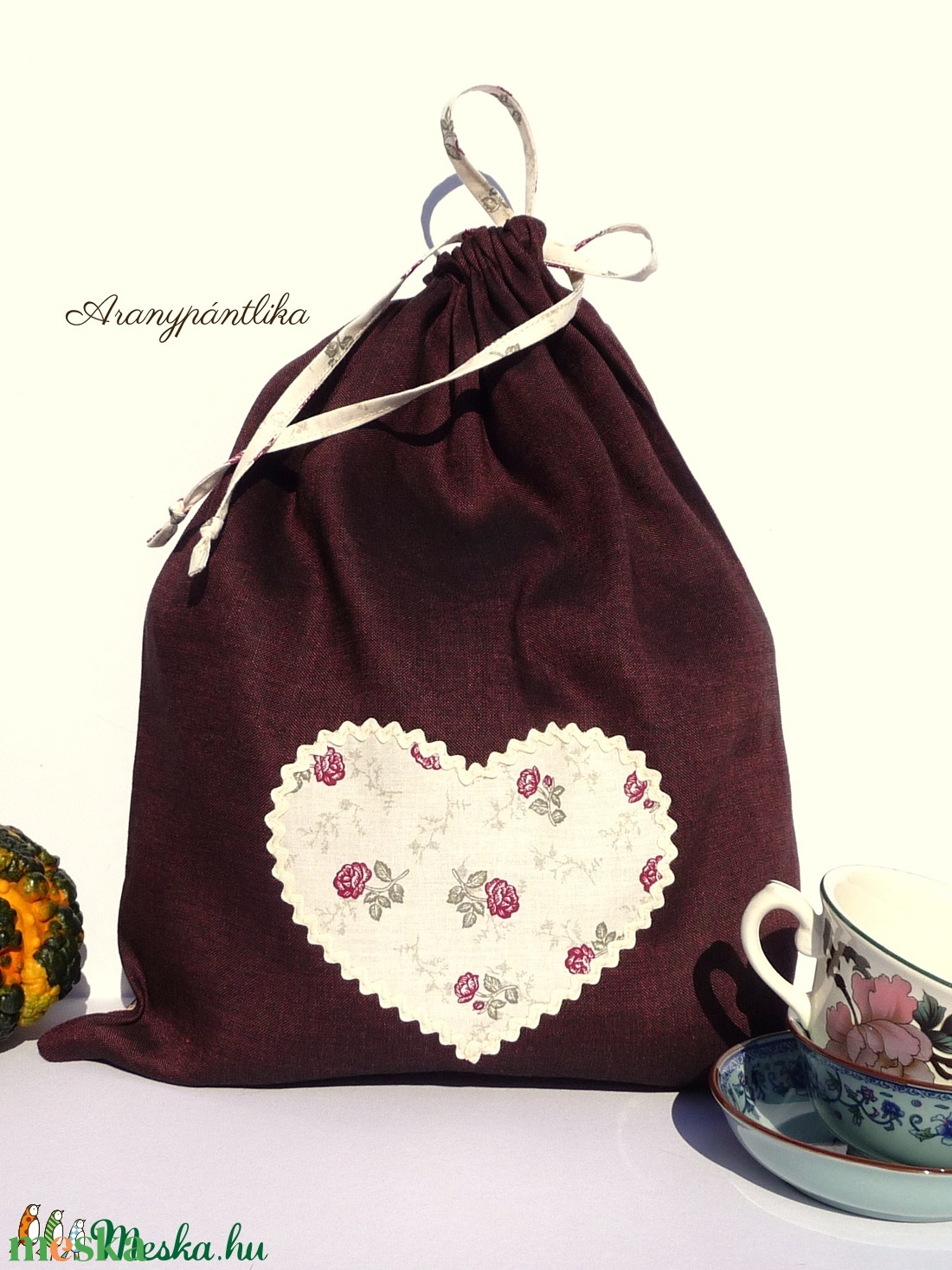 3 darabos ajándékbox (bordó rózsás) - táska & tok - bevásárlás & shopper táska - kenyeres zsák - Meska.hu