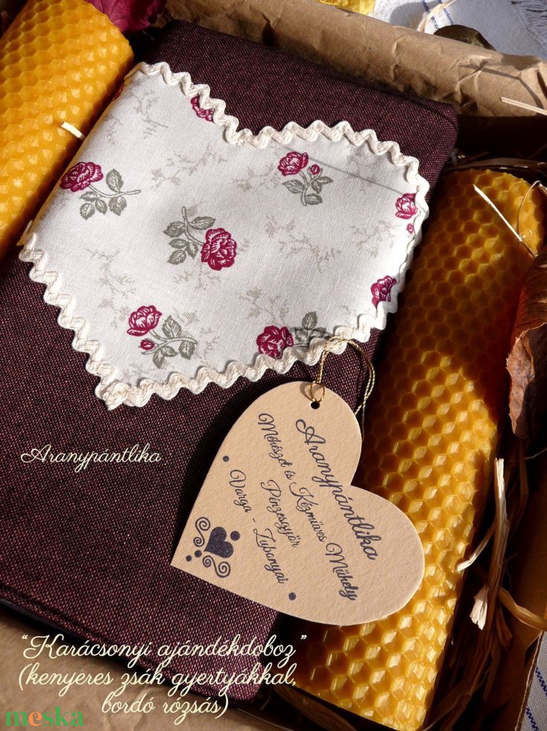 3 darabos ajándékbox (bordó rózsás) - táska & tok - bevásárlás & shopper táska - kenyeres zsák - Meska.hu