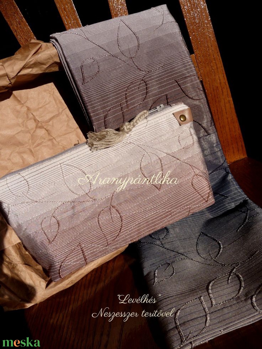 Levélkés neszeszer terítővel ajándékbox - táska & tok - neszesszer - Meska.hu