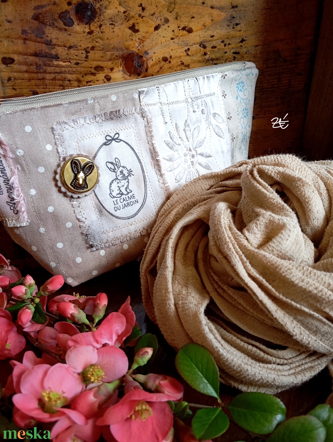 Natúr sál + neszeszer szett nyuszikával - táska & tok - neszesszer - Meska.hu
