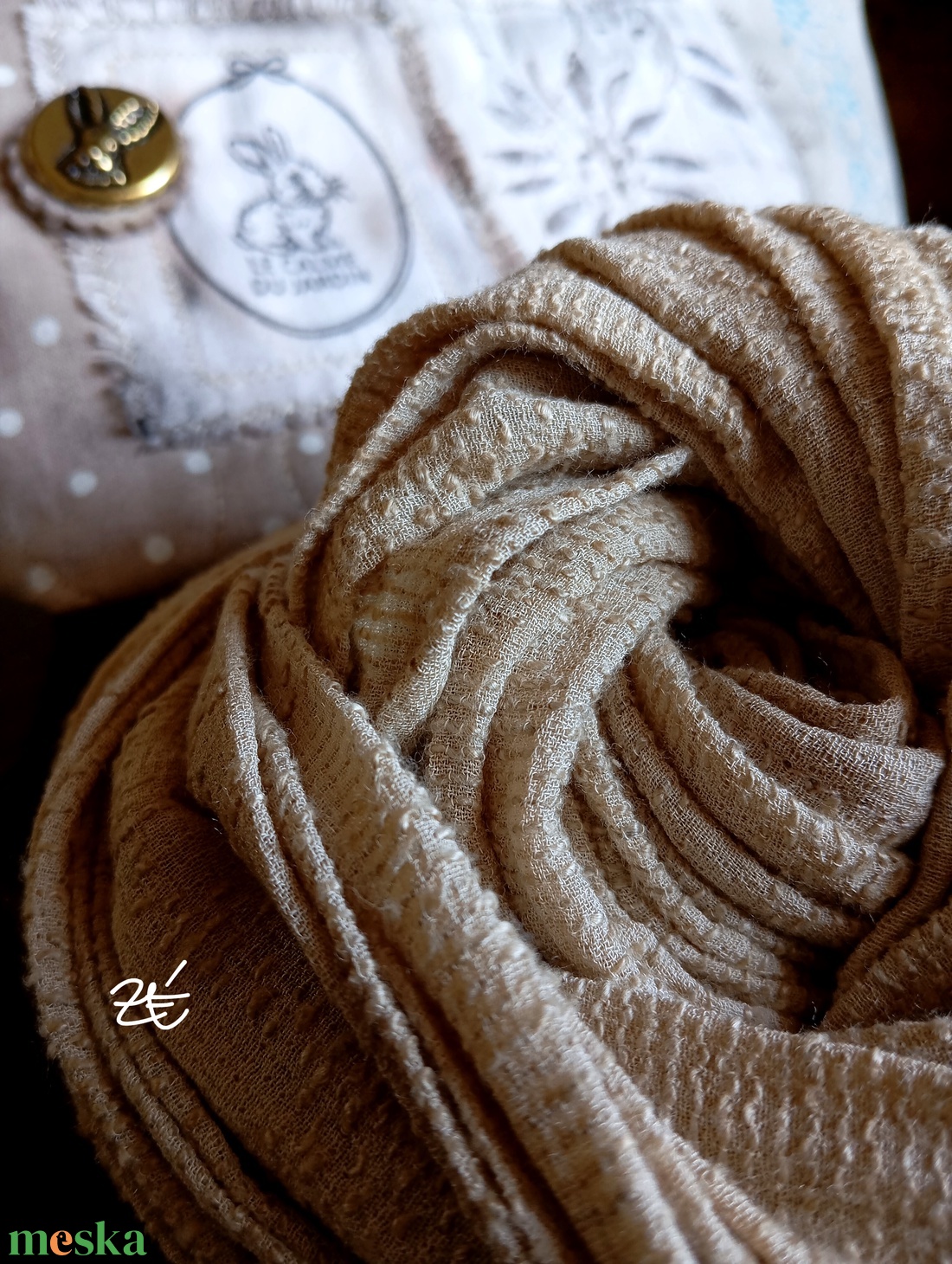 Natúr sál + neszeszer szett nyuszikával - táska & tok - neszesszer - Meska.hu