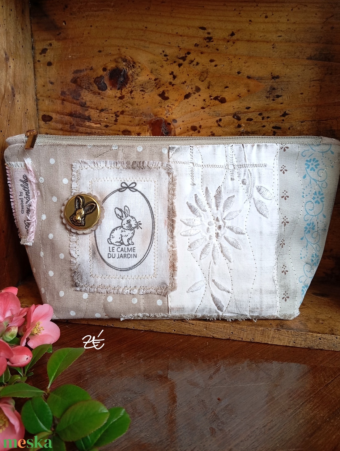 Natúr neszeszer nyuszikával - táska & tok - neszesszer - Meska.hu