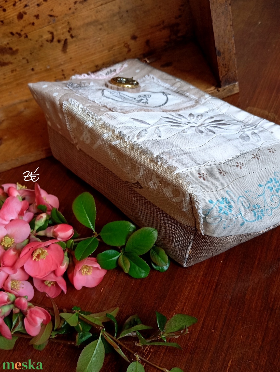 Natúr neszeszer nyuszikával - táska & tok - neszesszer - Meska.hu