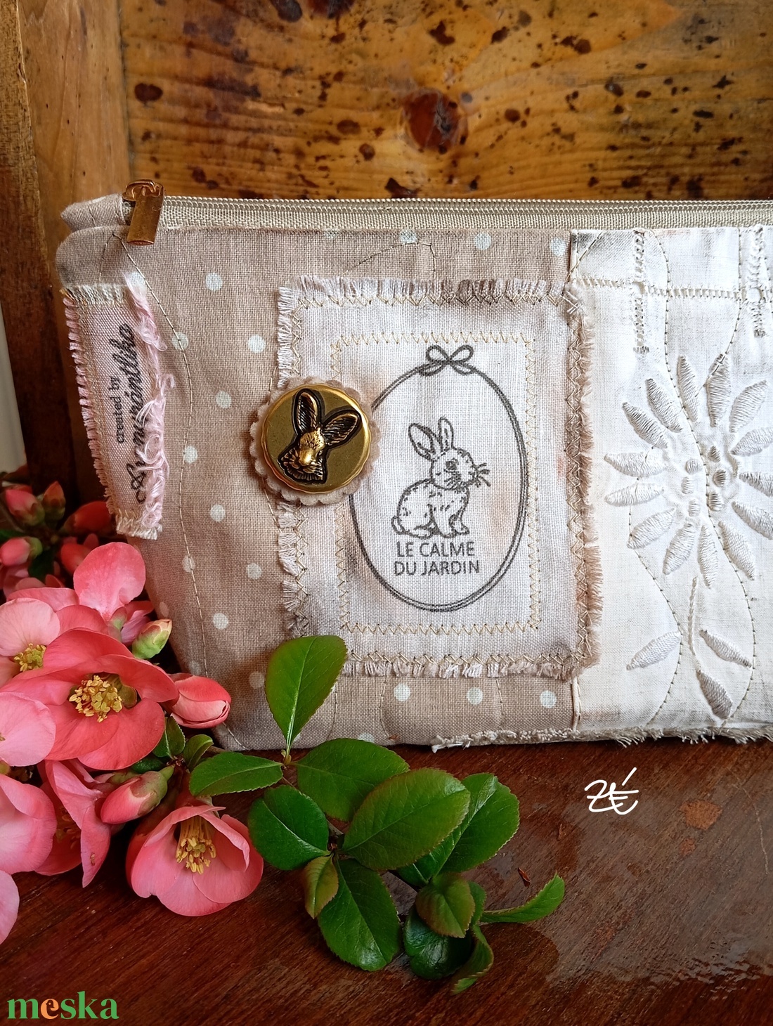 Natúr neszeszer nyuszikával - táska & tok - neszesszer - Meska.hu