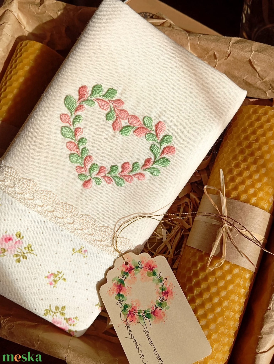 3 darabos ajándékbox hímzett textil zsákkal - táska & tok - bevásárlás & shopper táska - kenyeres zsák - Meska.hu