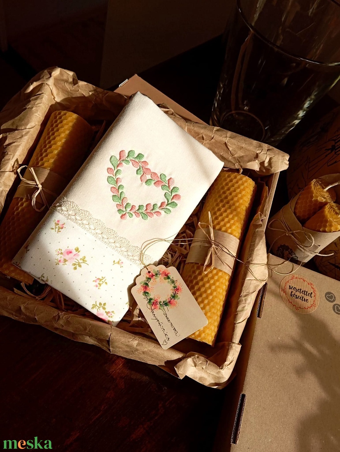 3 darabos ajándékbox hímzett textil zsákkal - táska & tok - bevásárlás & shopper táska - kenyeres zsák - Meska.hu