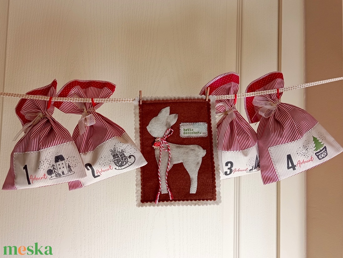 4 zsákos adventi naptár (türkiz) - karácsony - adventi díszek - adventi naptár - Meska.hu