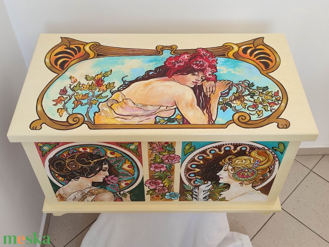 ALFONS MUCHA láda - Szecessziós Tulipános Láda - otthon & életmód - bútor - más bútor - Meska.hu ALFONS MUCHA láda - Szecessziós Tulipános Láda - otthon & életmód - bútor - más bútor - Meska.hu