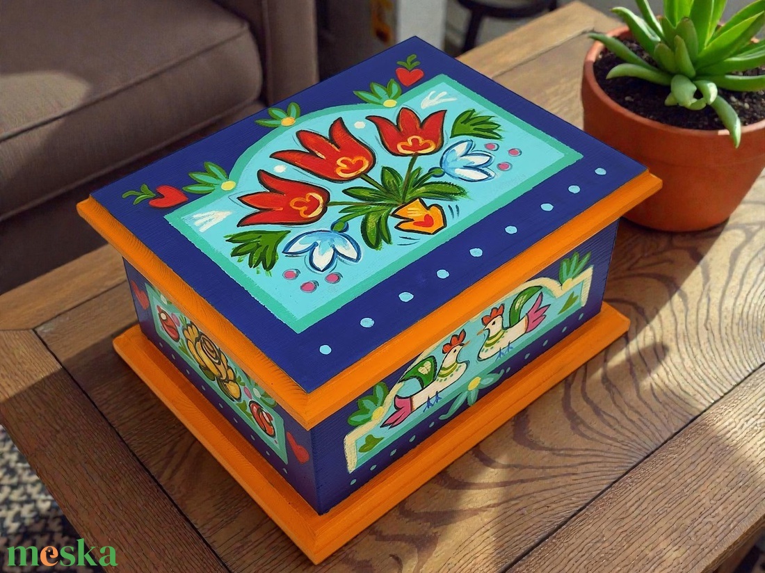 Tulipános láda - kis méretben - otthon & életmód - tárolás & rendszerezés - láda - Meska.hu