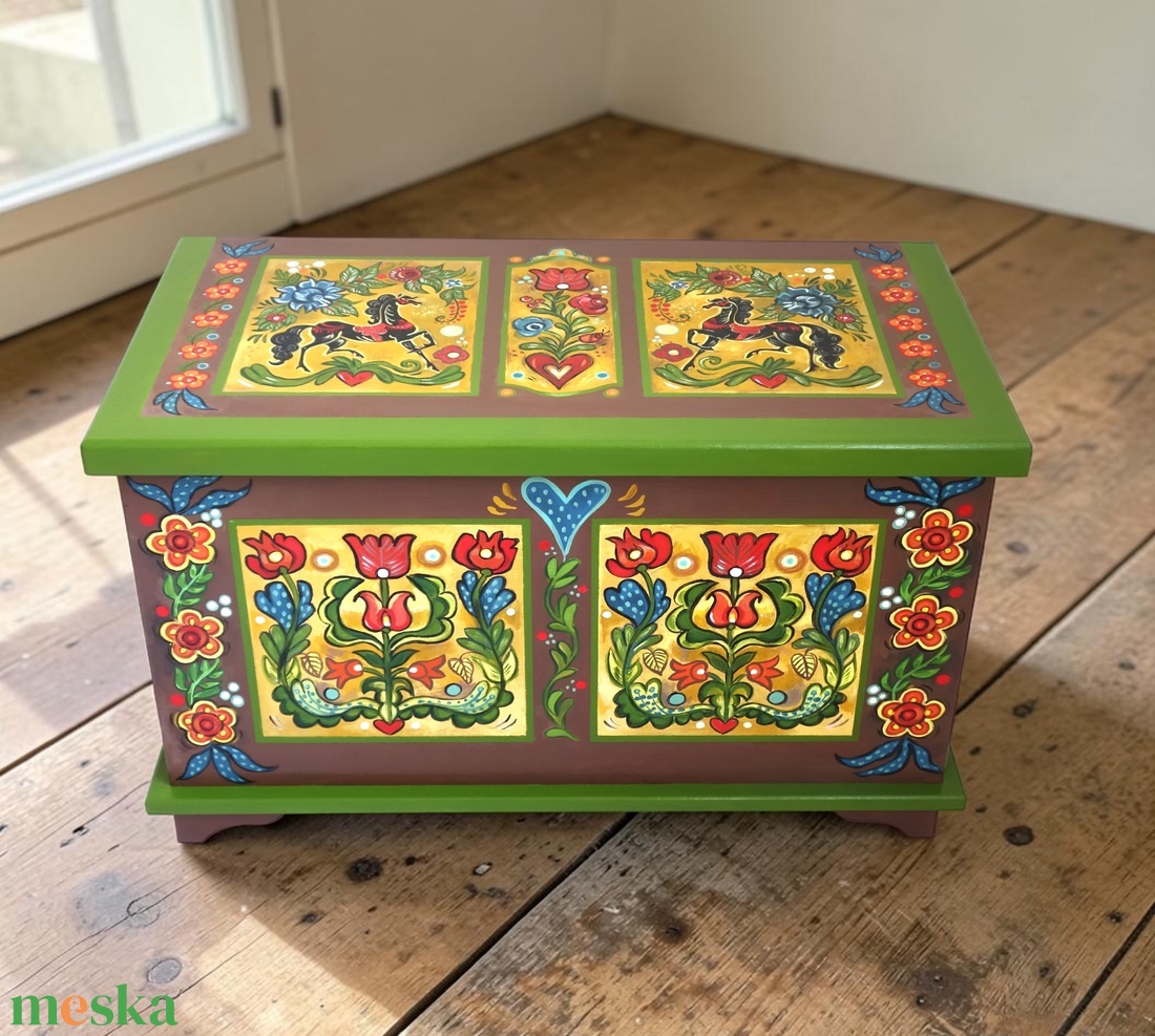 Tulipános láda, festett tulipános láda/ többféle tervezésben - otthon & életmód - bútor - más bútor - Meska.hu