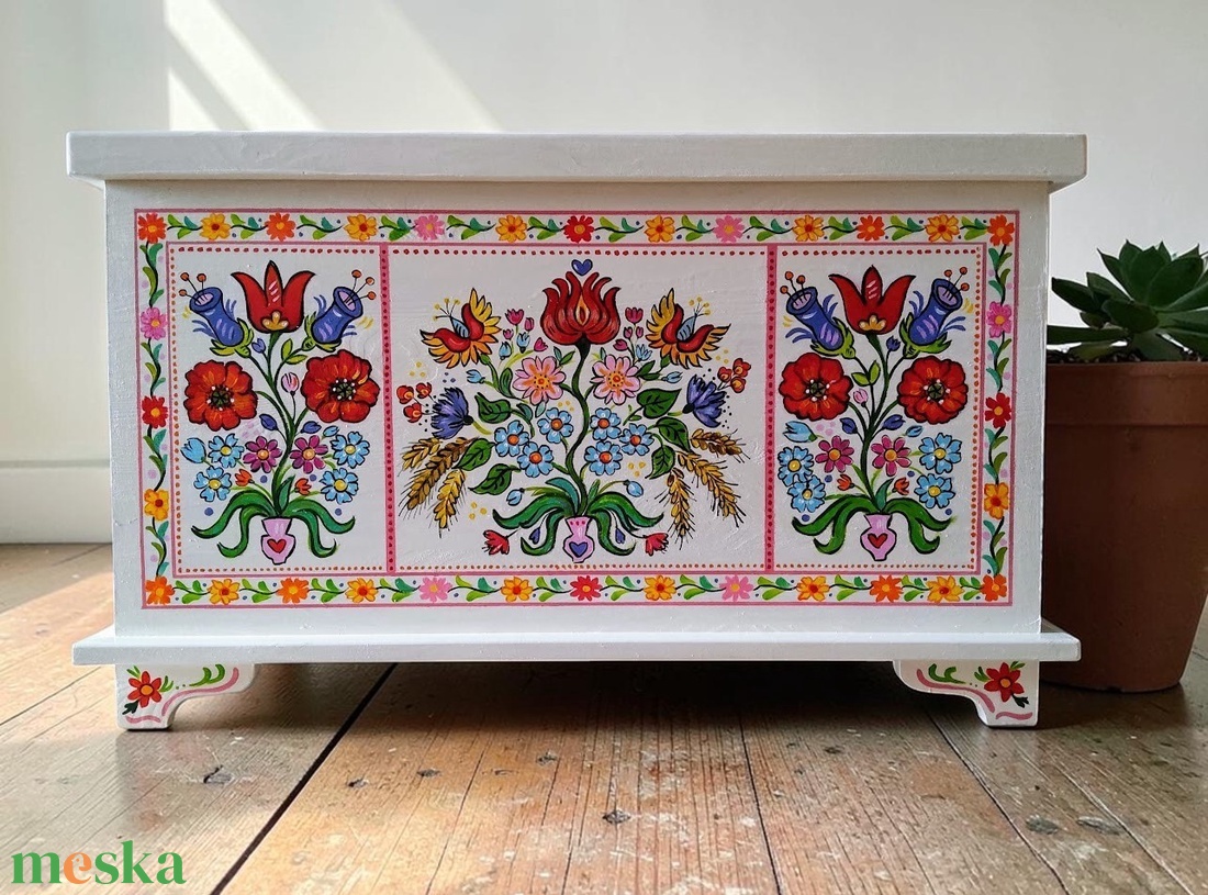 Tulipános láda, festett tulipános láda/ többféle tervezésben - otthon & életmód - bútor - más bútor - Meska.hu