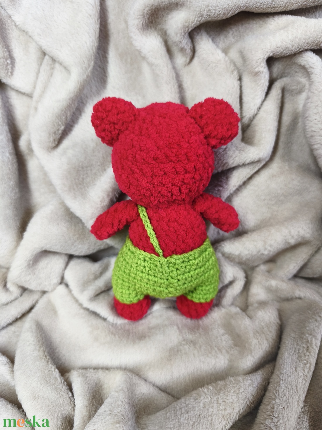Horgolt piros maci - játék & sport - plüssállat & játékfigura - maci - Meska.hu