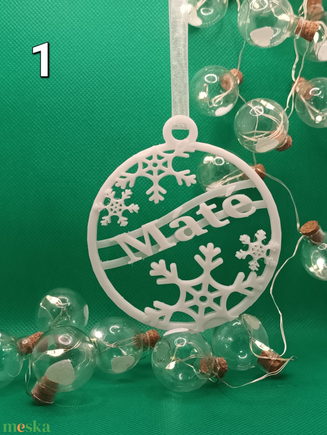 Neves gömb dísz (1. Típus) - karácsony - karácsonyi lakásdekoráció - karácsonyfadíszek - Meska.hu