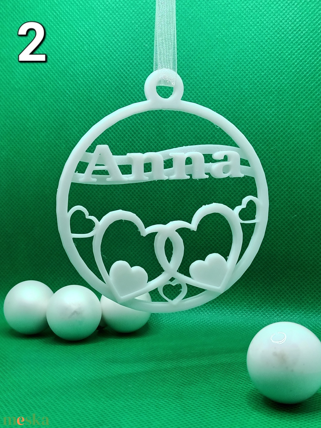 Neves gömb dísz (2. Típus) - karácsony - karácsonyi lakásdekoráció - karácsonyfadíszek - Meska.hu