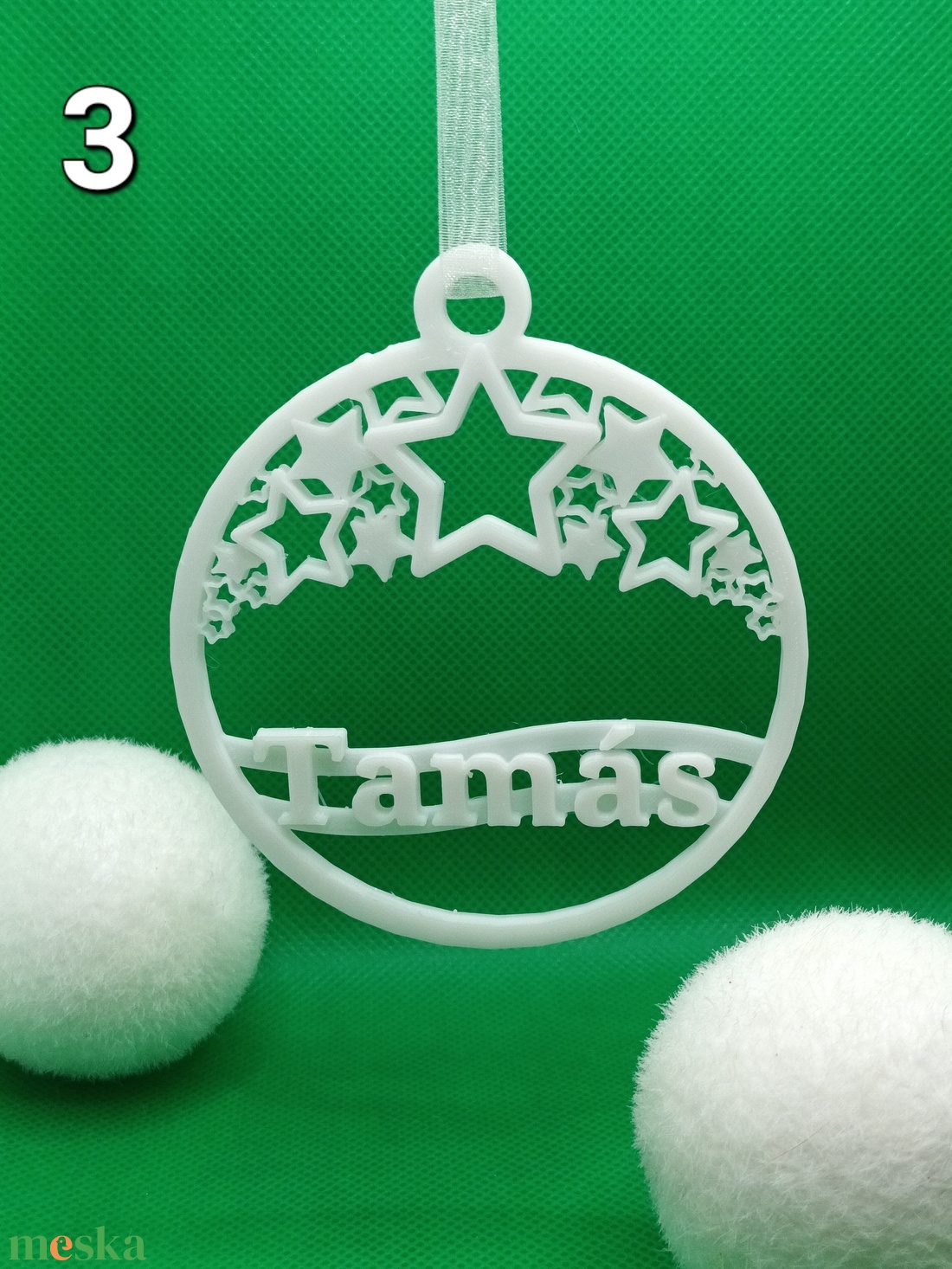 Neves gömb dísz (3. Típus) - karácsony - karácsonyi lakásdekoráció - karácsonyfadíszek - Meska.hu