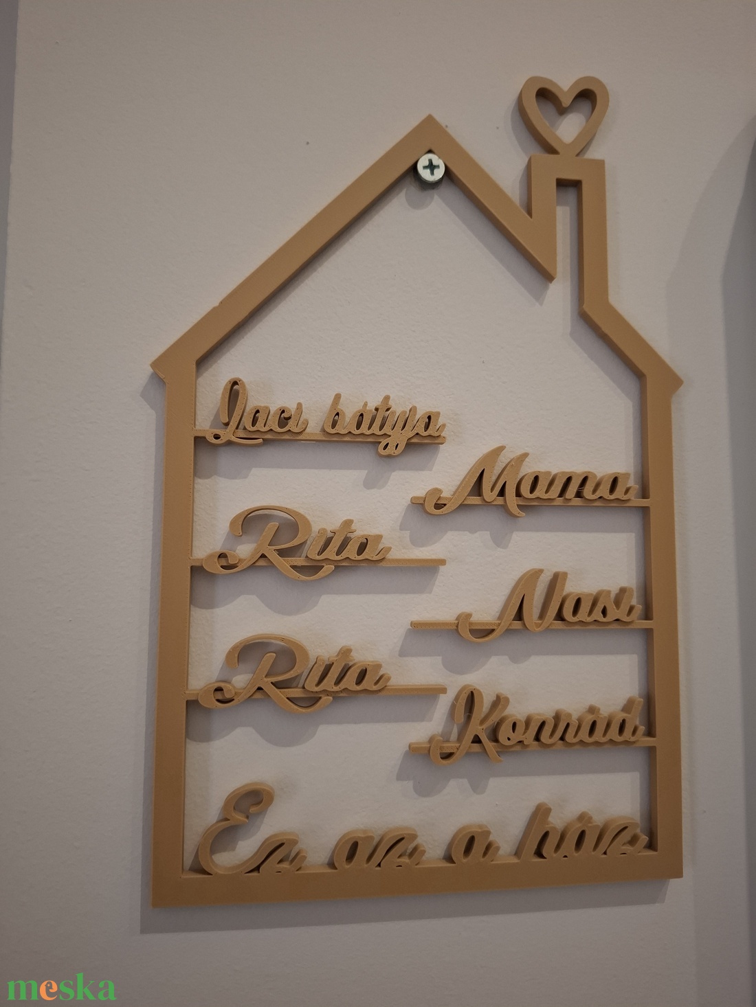 Ház sziluett nevekkel - otthon & életmód - dekoráció - ajtó- és ablak dekoráció - ajtódísz & kopogtató - Meska.hu