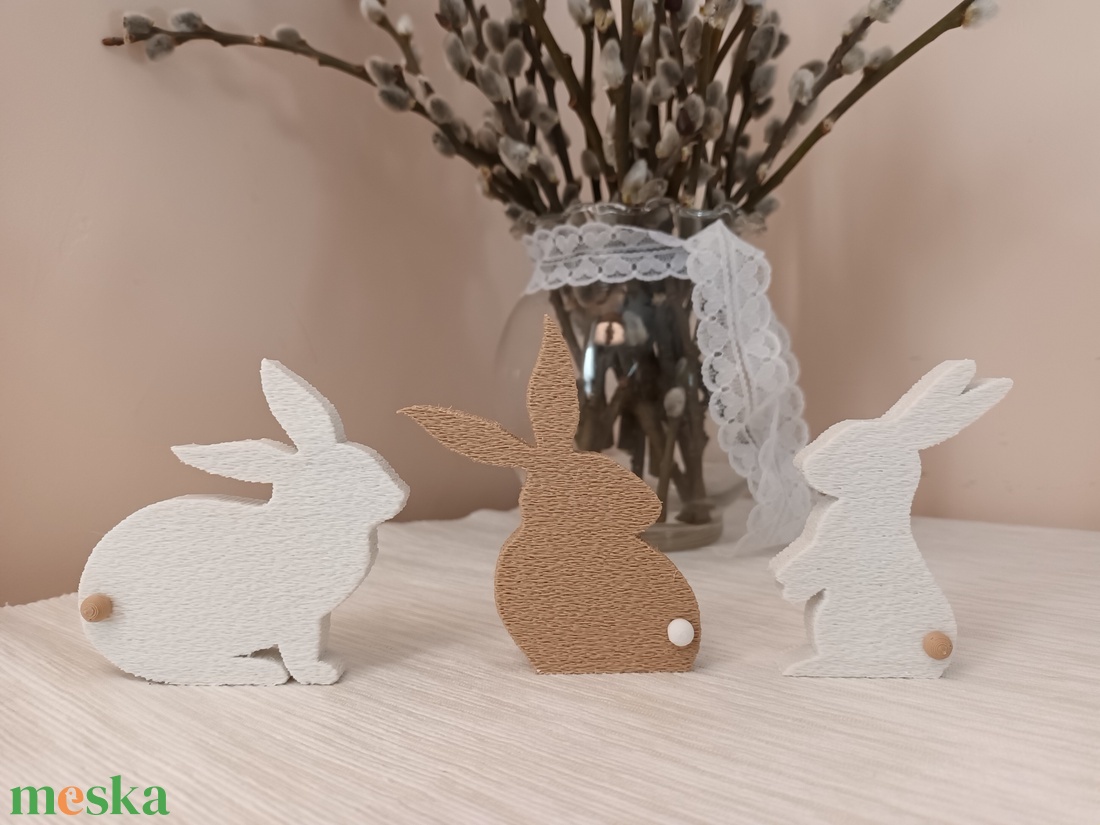 Három nyuszis asztaldísz szett - otthon & életmód - dekoráció - húsvéti asztaldíszek - Meska.hu
