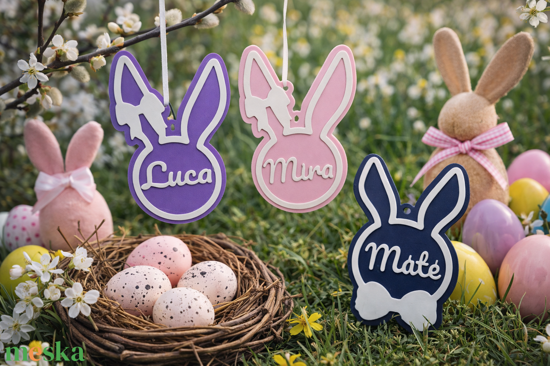 Neves nyuszifej dísz - ünnepi díszek, dekorációk - húsvéti díszek és dekorációk - húsvéti ablakdíszek - Meska.hu