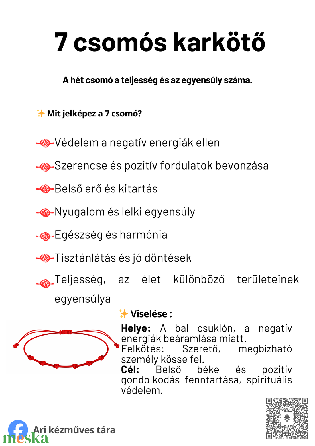 7 csomós védelmező kabala karkötő - ékszer - karkötő - fonott karkötő - Meska.hu