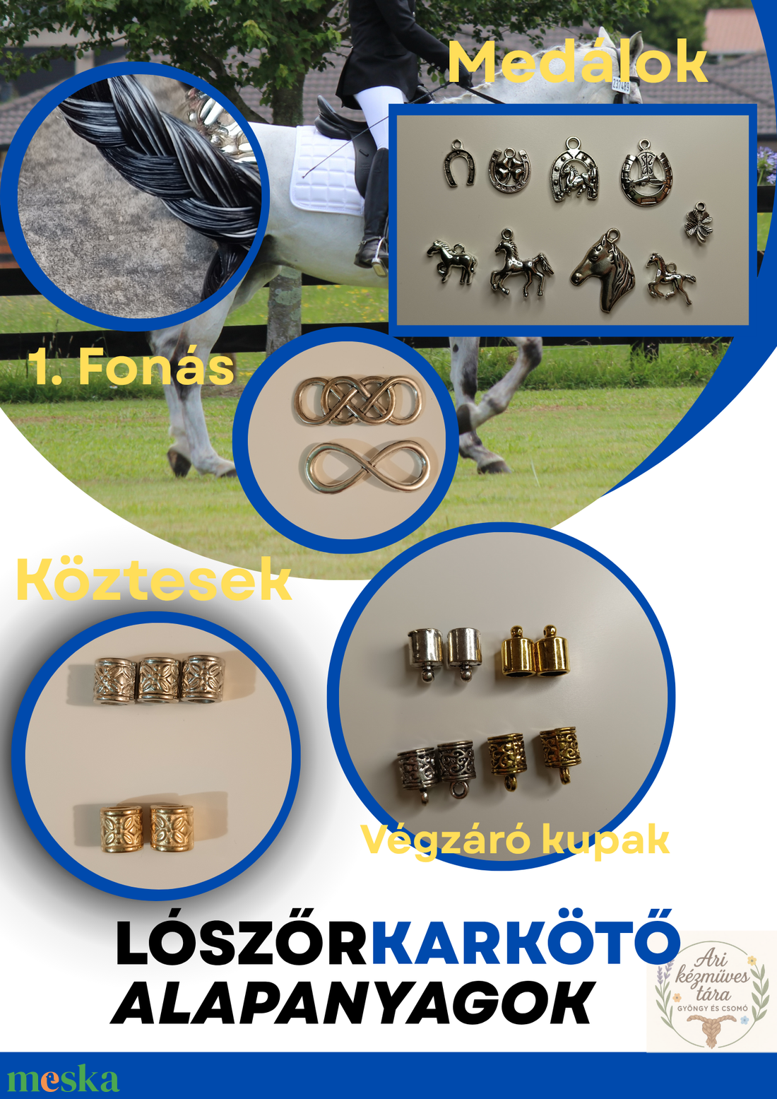 Egyedi medálos lószőr karkötő - ékszer - karkötő - fonott karkötő - Meska.hu