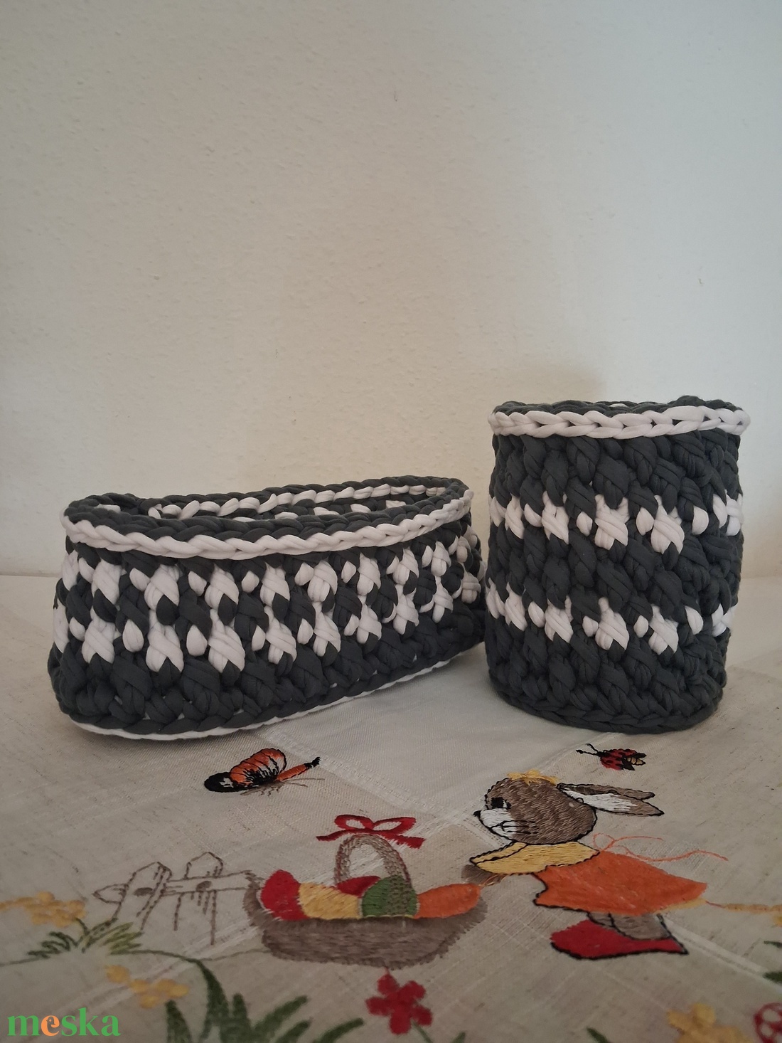 Egyedi új horgolt tároló szett - otthon & életmód - tárolás & rendszerezés - íróasztali tároló - Meska.hu