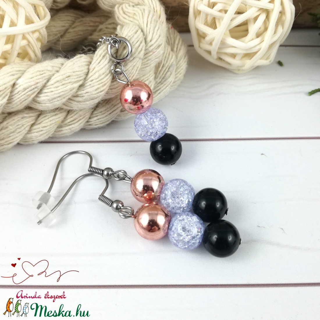 Aranyló napfény kék hegyikristály hematit ónix ásvány karkötő - ékszer - karkötő - bogyós karkötő - Meska.hu