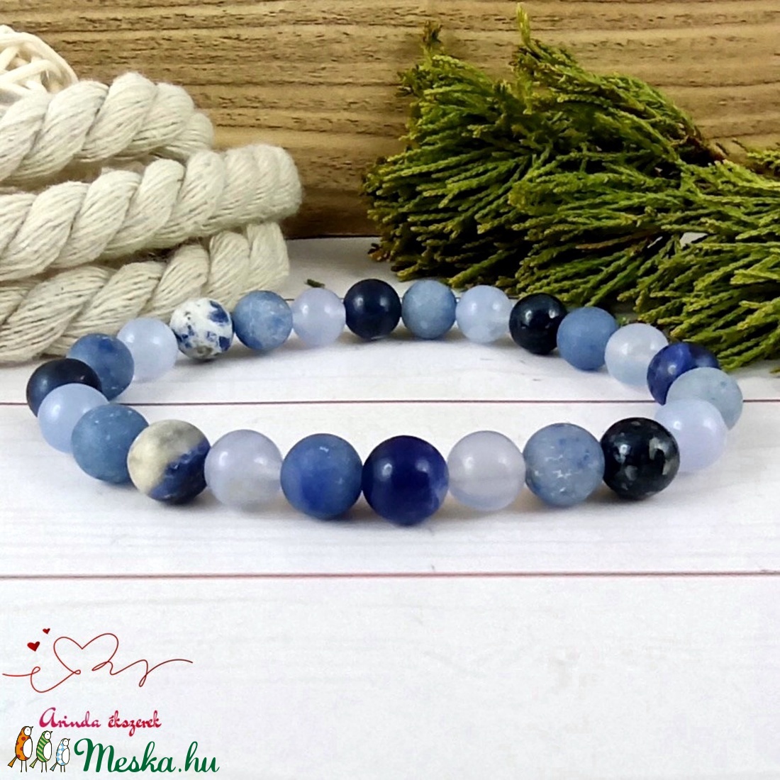 Szodalit jade és kalcedon ásvány karkötő - ékszer - karkötő - gyöngyös karkötő - Meska.hu Szodalit jade és kalcedon ásvány karkötő - ékszer - karkötő - gyöngyös karkötő - Meska.hu