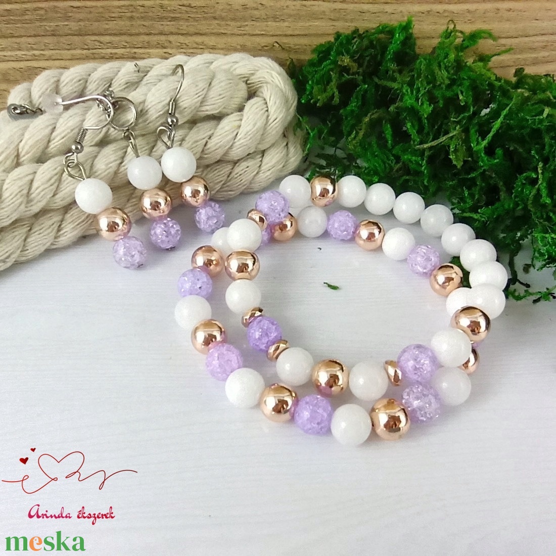 Napsütötte ragyogás lila hegyikristály rosegold hematit jade ásvány nyaklánc fülbevaló orvosi fém nemesacél szerelékkel - ékszer - ékszerszett - Meska.hu Napsütötte ragyogás lila hegyikristály rosegold hematit jade ásvány nyaklánc fülbevaló orvosi fém nemesacél szerelékkel - ékszer - ékszerszett - Meska.hu