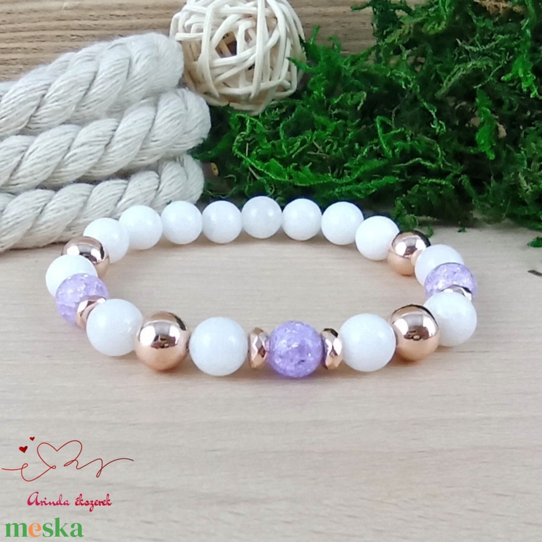 Napsütötte ragyogás lila hegyikristály rosegold hematit jade ásvány karkötő - ékszer - karkötő - gyöngyös karkötő - Meska.hu Napsütötte ragyogás lila hegyikristály rosegold hematit jade ásvány karkötő - ékszer - karkötő - gyöngyös karkötő - Meska.hu