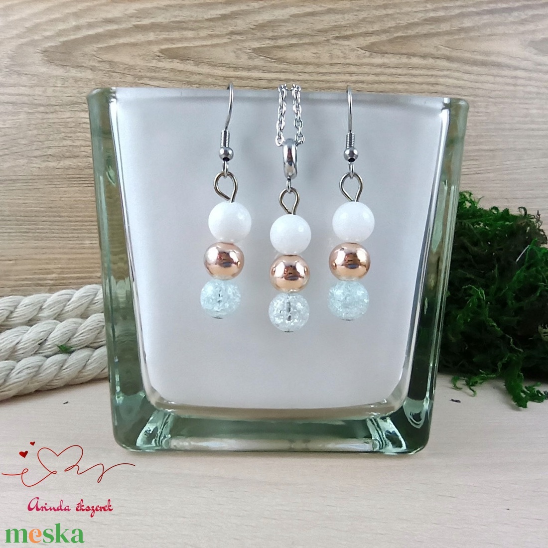 Napsütötte ragyogás kék hegyikristály rosegold hematit jade ásvány nyaklánc fülbevaló orvosi fém nemesacél szerelékkel - ékszer - ékszerszett - Meska.hu Napsütötte ragyogás kék hegyikristály rosegold hematit jade ásvány nyaklánc fülbevaló orvosi fém nemesacél szerelékkel - ékszer - ékszerszett - Meska.hu