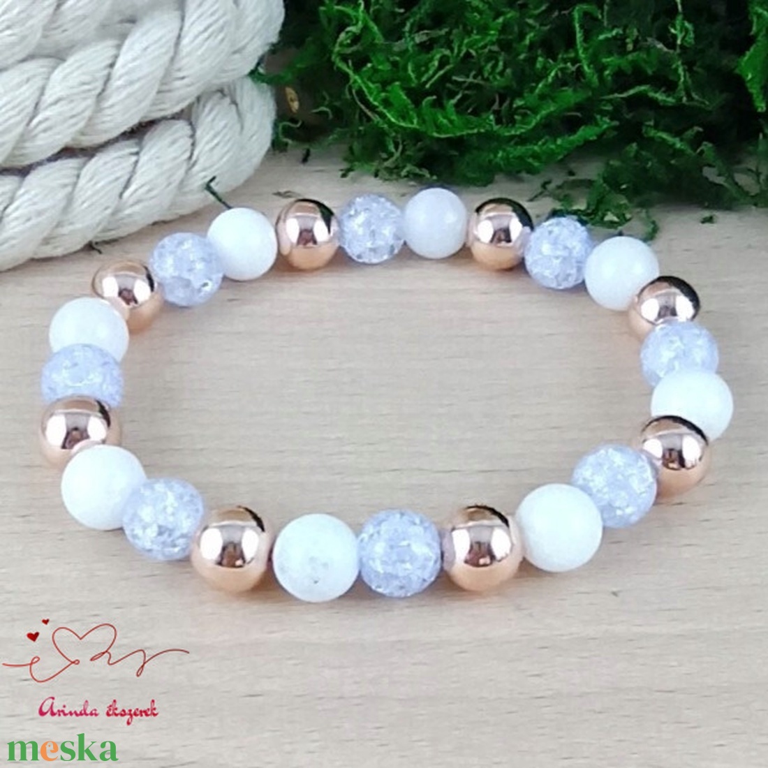 Napsütötte ragyogás farmerkék hegyikristály rosegold hematit jade ásvány karkötő - ékszer - karkötő - gyöngyös karkötő - Meska.hu Napsütötte ragyogás farmerkék hegyikristály rosegold hematit jade ásvány karkötő - ékszer - karkötő - gyöngyös karkötő - Meska.hu