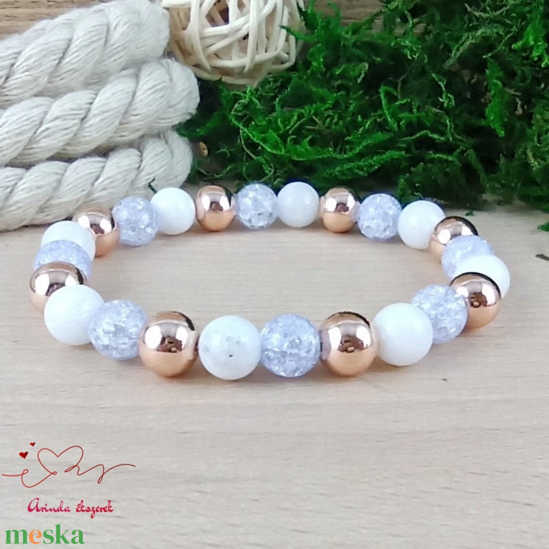 Napsütötte ragyogás farmerkék hegyikristály rosegold hematit jade ásvány karkötő - ékszer - karkötő - gyöngyös karkötő - Meska.hu Napsütötte ragyogás farmerkék hegyikristály rosegold hematit jade ásvány karkötő - ékszer - karkötő - gyöngyös karkötő - Meska.hu