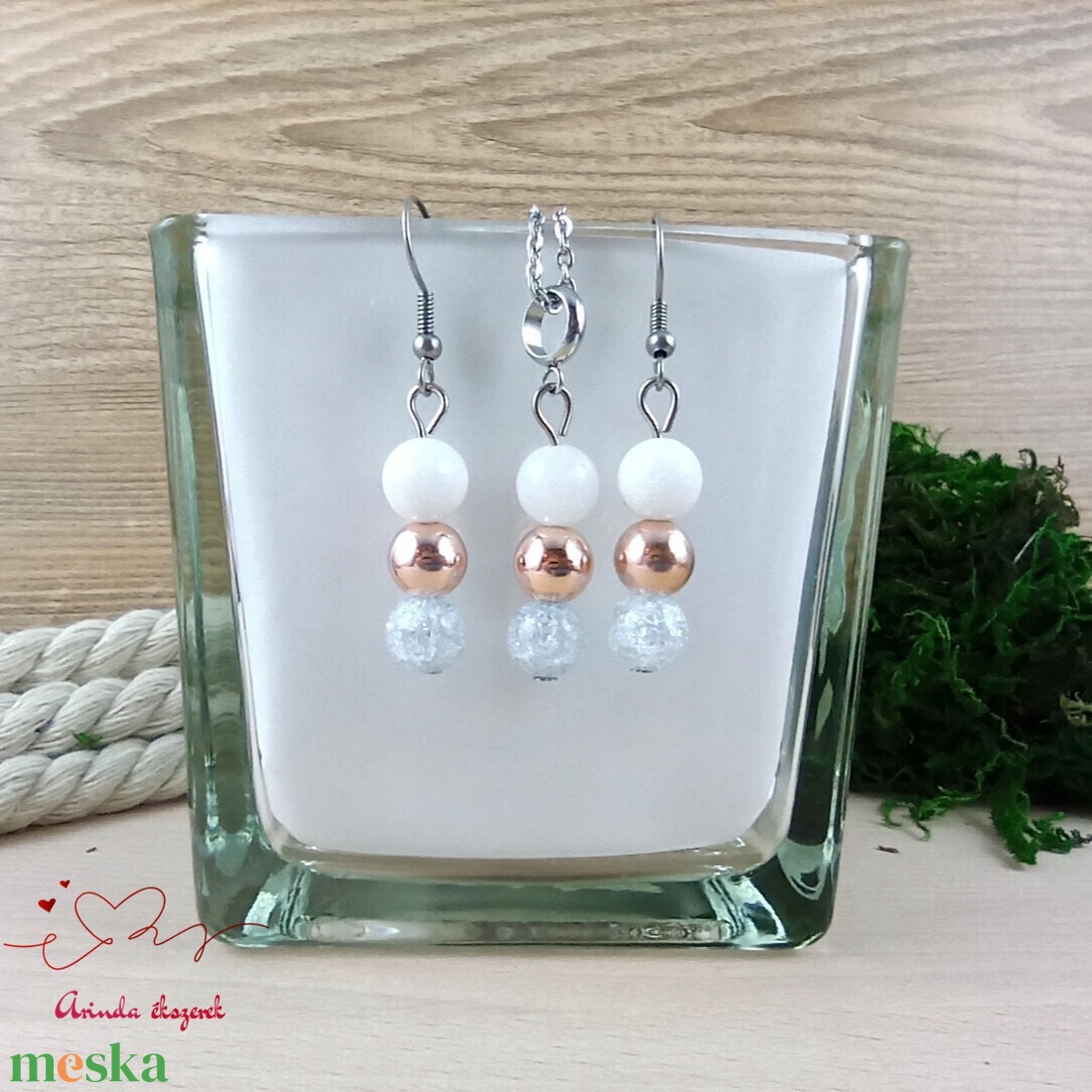 Napsütötte ragyogás farmerkék hegyikristály rosegold hematit jade ásvány nyaklánc fülbevaló orvosi fém nemesacél - ékszer - ékszerszett - Meska.hu Napsütötte ragyogás farmerkék hegyikristály rosegold hematit jade ásvány nyaklánc fülbevaló orvosi fém nemesacél - ékszer - ékszerszett - Meska.hu