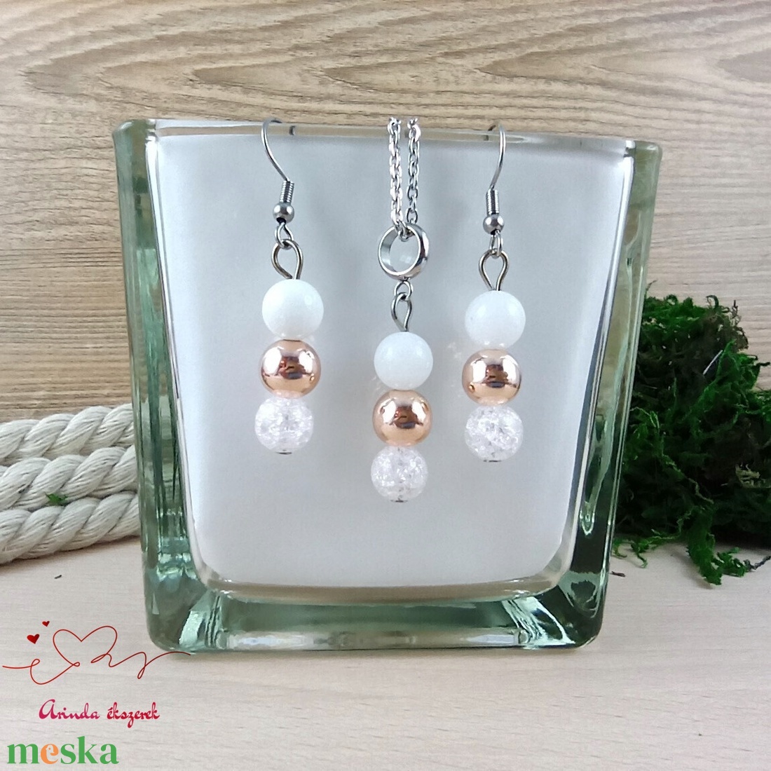 Napsütötte ragyogás rózsaszín hegyikristály rosegold hematit jade ásvány nyaklánc fülbevaló orvosi fém szerelékkel - ékszer - ékszerszett - Meska.hu Napsütötte ragyogás rózsaszín hegyikristály rosegold hematit jade ásvány nyaklánc fülbevaló orvosi fém szerelékkel - ékszer - ékszerszett - Meska.hu