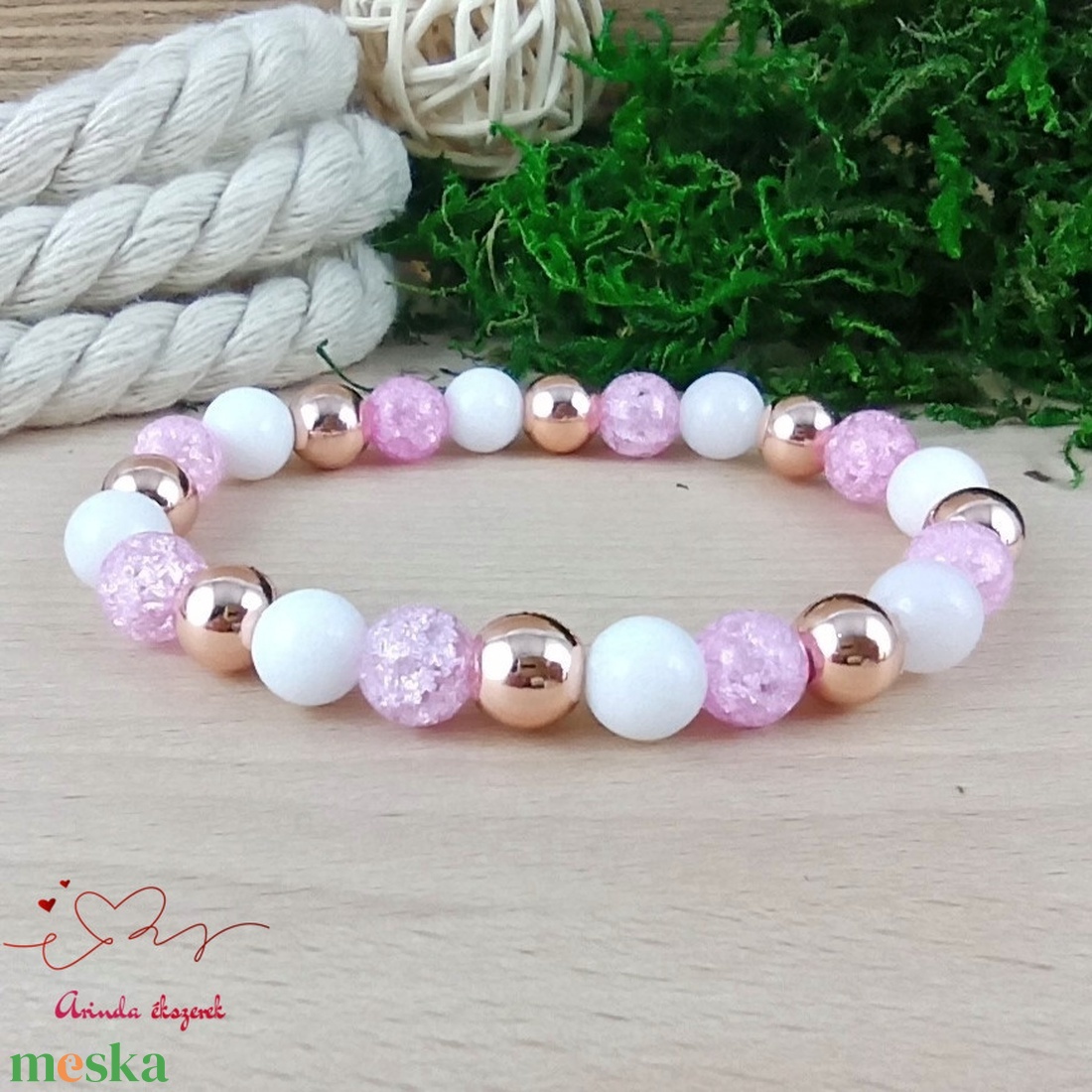 Napsütötte ragyogás pink hegyikristály rosegold hematit jade ásvány karkötő - ékszer - karkötő - gyöngyös karkötő - Meska.hu Napsütötte ragyogás pink hegyikristály rosegold hematit jade ásvány karkötő - ékszer - karkötő - gyöngyös karkötő - Meska.hu