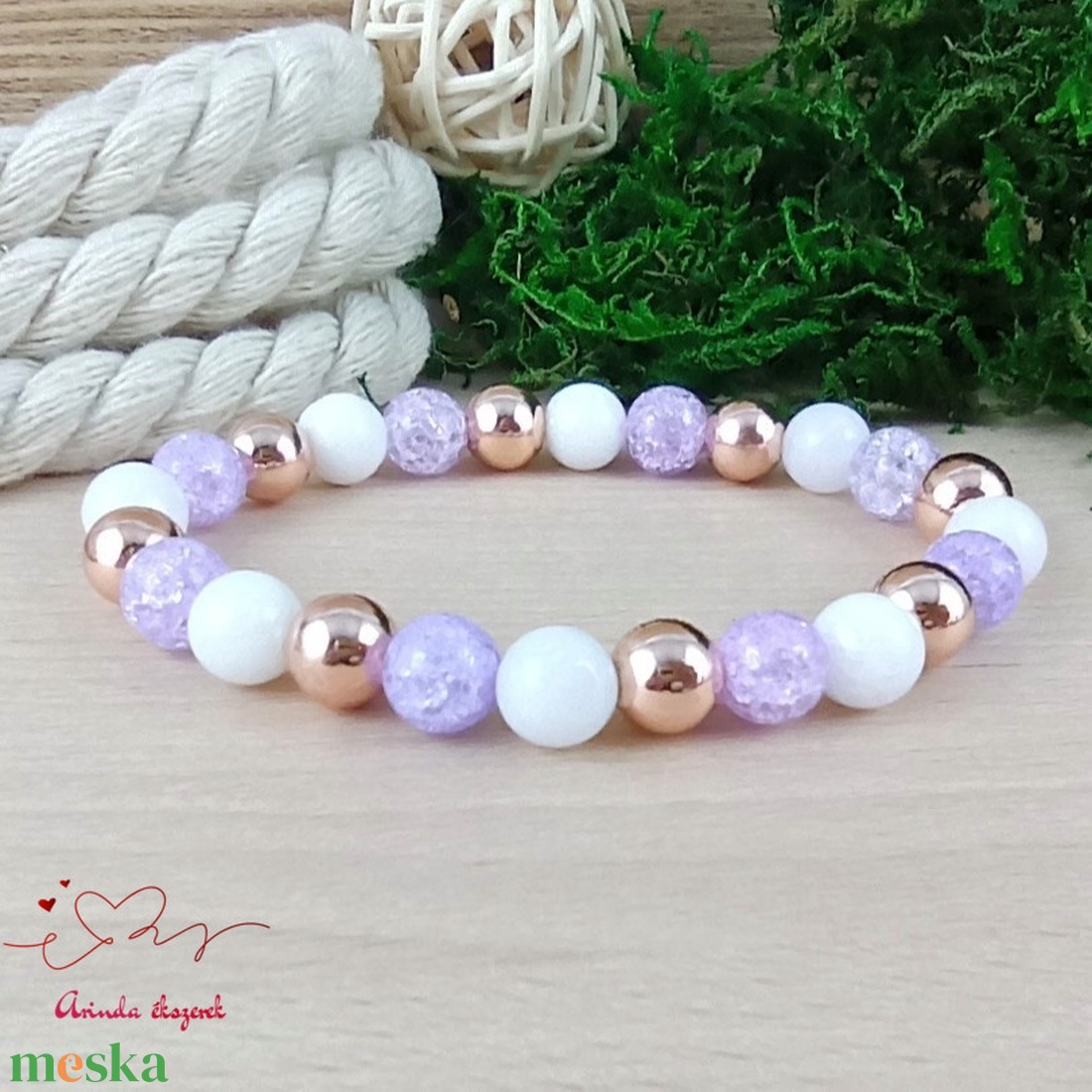 Napsütötte ragyogás lila hegyikristály rosegold hematit jade ásvány karkötő - ékszer - karkötő - gyöngyös karkötő - Meska.hu Napsütötte ragyogás lila hegyikristály rosegold hematit jade ásvány karkötő - ékszer - karkötő - gyöngyös karkötő - Meska.hu